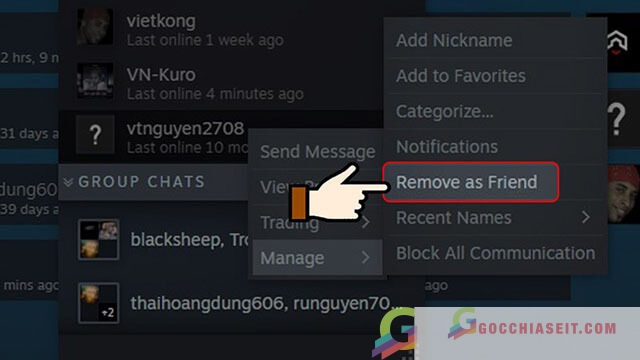 cách xóa bạn bè trên steam 
