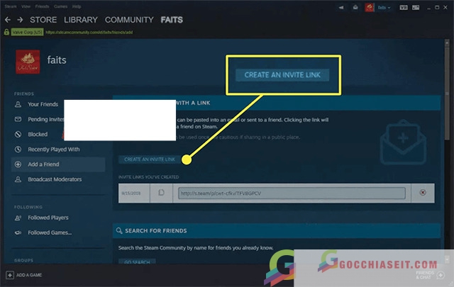 cách gửi link kết bạn cho bạn bè trên steam 