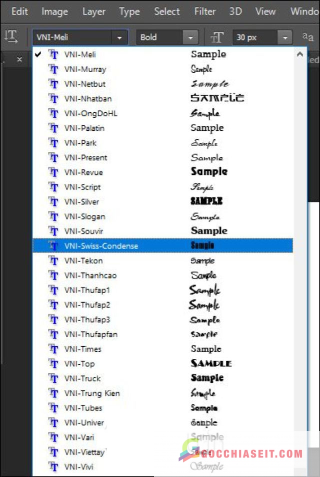 Cài đặt font tiếng Việt VNI cho Photoshop