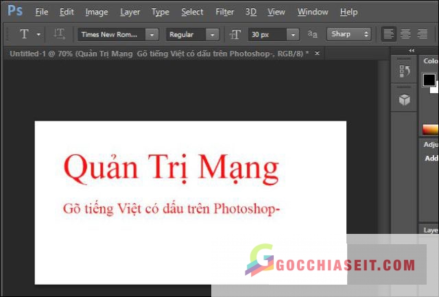 Viết tiếng Việt trong Photoshop bằng Unikey