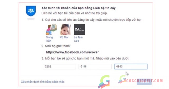 Vượt checkpoint Facebook “Trợ giúp bằng liên hệ tin cậy”