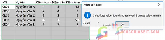 Cách lọc dữ liệu trùng trong Excel