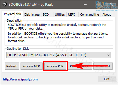 Tiếp theo bạn chọn vào –> Process PBR để nạp PBR cho ổ cứng