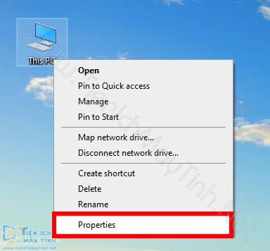 Click chuột phải vào biểu tượng computer –> Properties